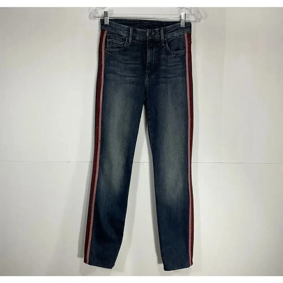 Mother Looker Skinny Jeans Size 25 Here Kitty Kitty Glitter Racer High Waisted - Picture 1 of 10